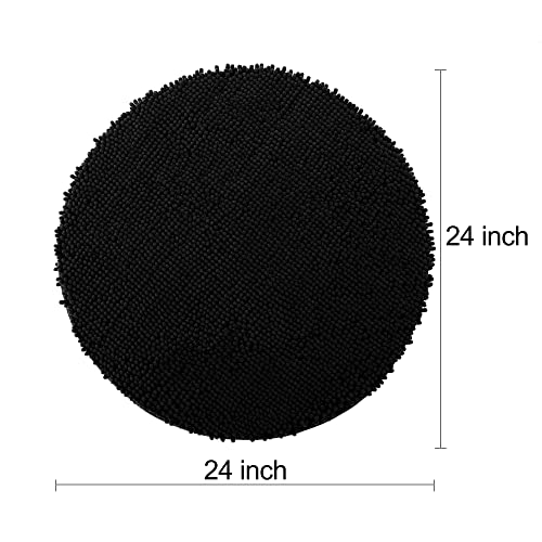 Smiry Luxury Round Chenille Bath Rug, Extra Soft And Absorbent Shaggy Bathroom Mat Rugs, Machine Washable, Non-Slip Plush Carpet For Tub, Shower, And Bath Room(24''X24'', Black) #TOP1