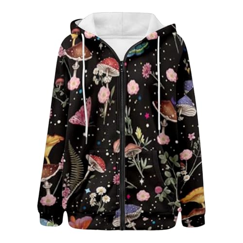 Sweat à capuche tendance pour femme avec fermeture éclair imprimé