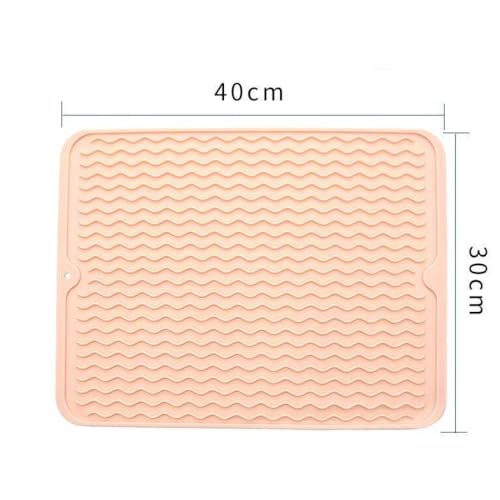 Image of HOMETHREADS Silicone Dish Drying Mat, Silicone Draining Board Mat, Silicone Dish Draining Mats, Kitchen Sink Dish Drainer Mat Racks for Kitchen Counter Protector, 40x30cm (Cream)
