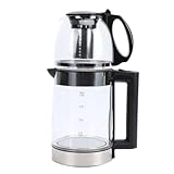 Haofy Elektrischer Türkischer Teebereiter, 2000 W, Schnell Kochender Wasserkocher aus Borosilikatglas, 2 L Fassungsvermögen, mit Edelstahl-Ei, Geeignet für Home Office, Hotel (EU-Stecker)