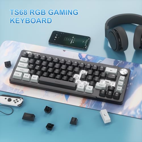 Image of MageGee Mini 60% Gaming Keyboard, RGB Backlit 68 Key Ultra-Compact Keyboard, TS68 Ergonomic Waterproof Mechanical Feeling Office Computer Keyboards for PC, MAC, PS4, Xbox ONE Gamer