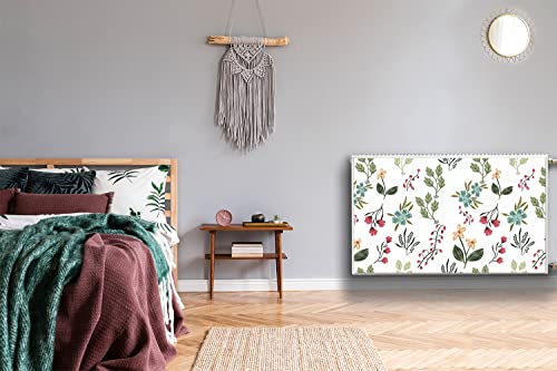Cache aération magnétique vert motif baies fleurs pour masquer radiateur - 5
