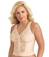 Exquisite Form Front Close Bustier Longline Posture Bra with Lace, Size 46C, Rose Beige