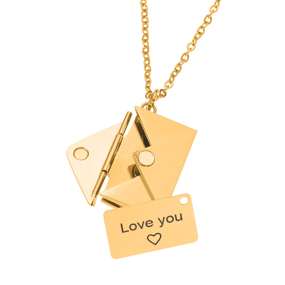 Collier enveloppe médaillon gravé avec message confession d'amour - 7
