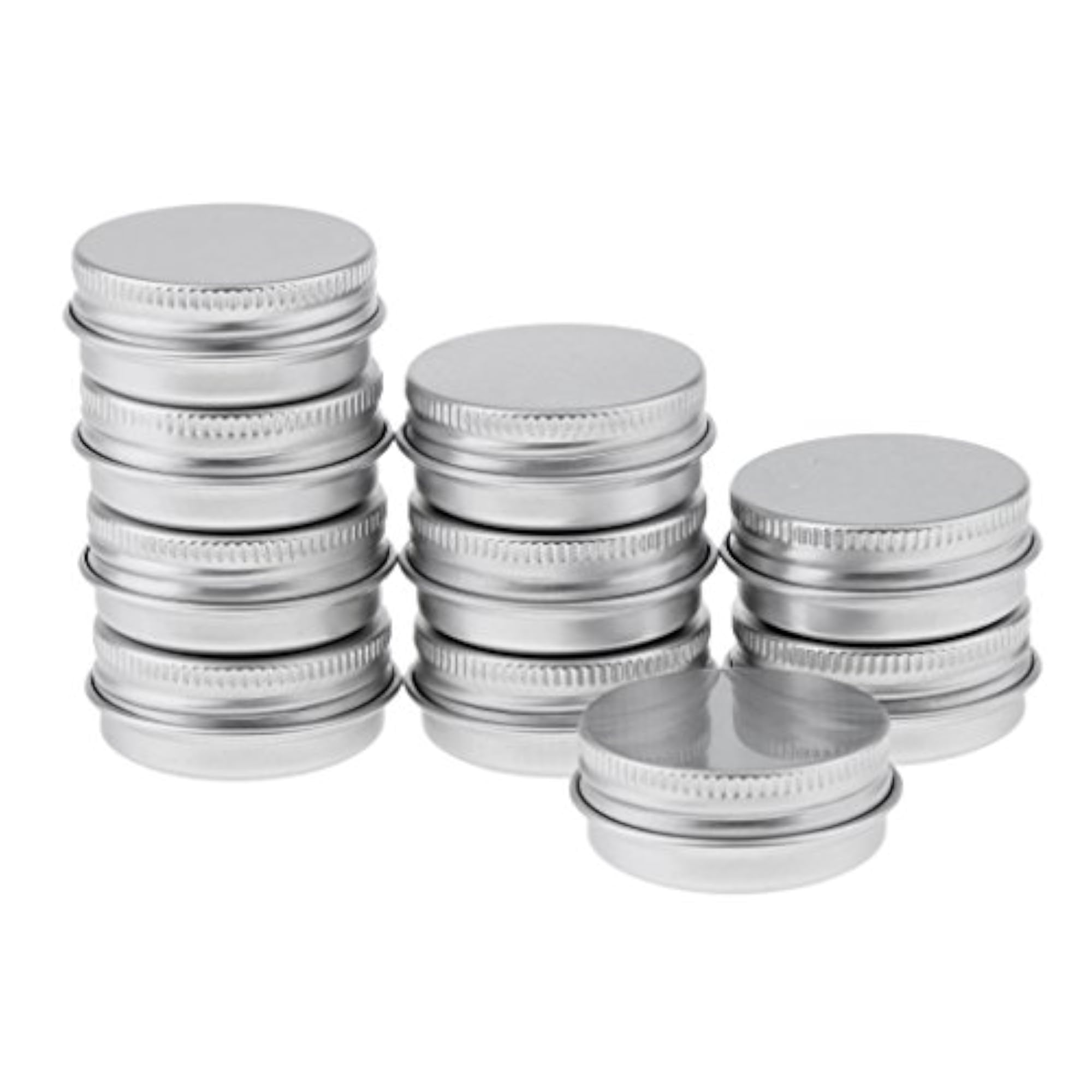 1/2-Ounce Screw Top Flat Aluminum Silver Slide Round Tin Containers for Lip Balm