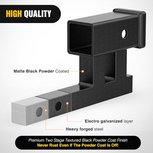 Image of Nilight Trailer Hitch Extender Adapt 1-1 /4 Inch to 2 Inch Receiver, 4-1 /4 Inch Rise or Drop with Bolt Nut Clip 350 lbs TW Adjustable Extend 7.5 inch and 9.5 inch Length Matte Black Powder Coated
