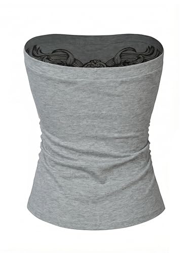 Image of MixMatchy Women's Stretchy Strapless Tube Top Y2K Bandeau Top