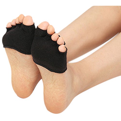 kilofly 4 Pairs Women's No Show Five Toe Heelless Forefoot Half Boat Socks Set3