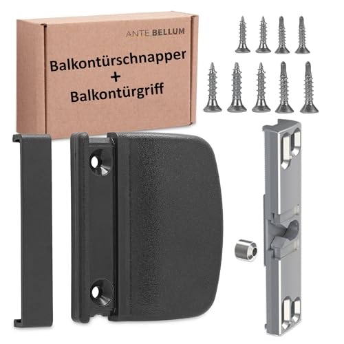 Cierre de puerta de balcón y manilla de puerta de balcón, tornillos incluidos - Ante bellum (RAL 9005)
