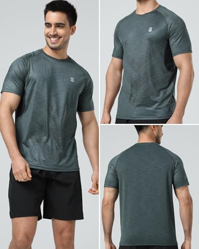 Men's Dry Fit Workout Shirts - Moisture-Wicking, Quick-Dry, 4-Way Stretch Premium Athletic Tees for Running & Sports4