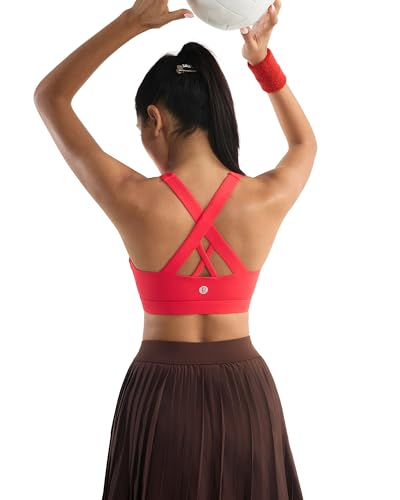 Image of RUNNING GIRL Sports Bras for Women,Padded Strappy Sports Bras Criss-Cross Back Medium Support Sports Bras with Removable Cups