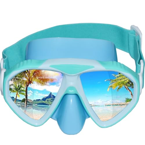 Lunettes de plongée pour enfants, garçons et filles, masque de plongée panoramique à 180 °, bande en silicone réglable, anti-fuite, masque de plongée...