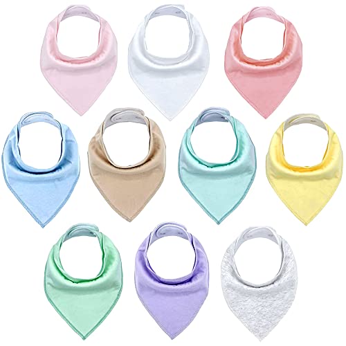 Image of Cherub Baby Bandana Drool Bibs, 10 Pack Absorbent Organic Cotton Bibs for Girls Boys, 0-36 Months Newborn Bibs for Drooling and Teething