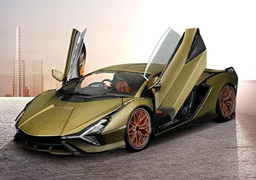 Image of Invite Enterprise Exclusive Alloy Metal Pull Back Die-Cast Car 1:32 Lamborgini Sian Diecast Metal Pullback Toy Car With Openable Doors, Light Music Boys Gifts Toys For Kids(1:32 Sian - Green)