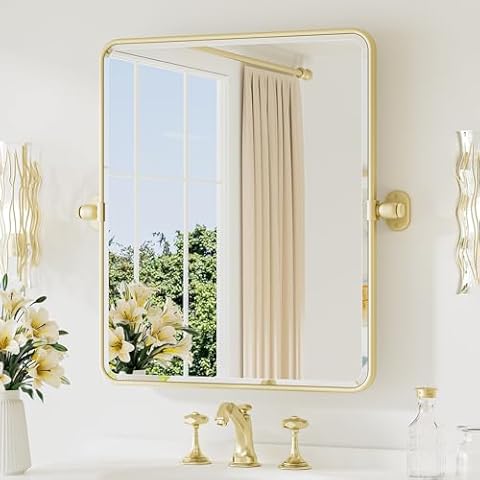 TETOTE Light Gold Pivot Bathroom Mirror Cover