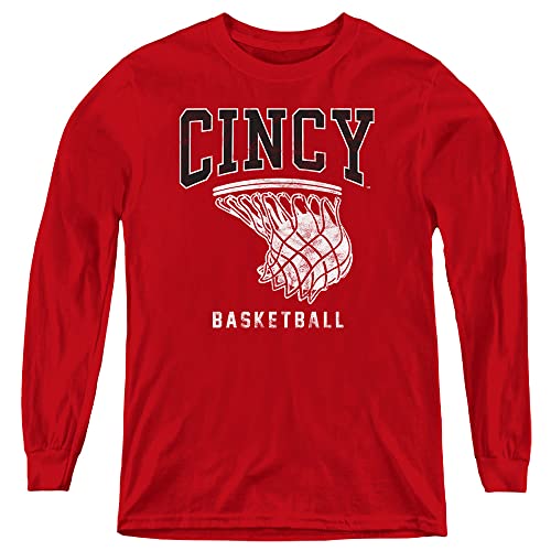 University of Cincinnati Official Basketball Hoop Youth Long Sleeve T Shirt,Red, Large