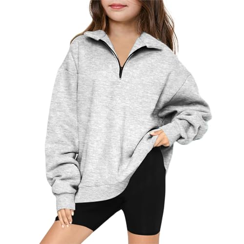 Girls Zip Up Collar Sweatshirts Cute Half Zipper Pullover Y2k Preppy Outfits Sport Tops Long Sleeve School Clothes