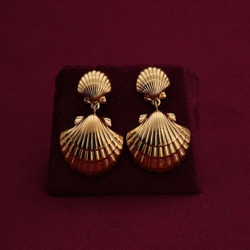 Image of PALMONAS Shell Drop Earring for Women - Gift for Girls & Women | Waterproof & Anti-Tarnish Earrings