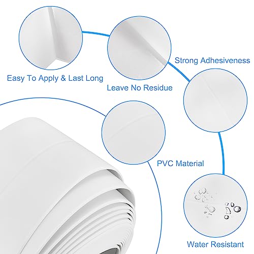 Image of uxcell Waterproof Seal Caulk Strip Tape Self Adhesive, 1pcs 10.5 Ft L x 1.5 inch W PVC Sealing Tape Caulking Tape for Kitchen Countertop, Bathroom, Toilet, Bathtub Floor Wall Corner, White