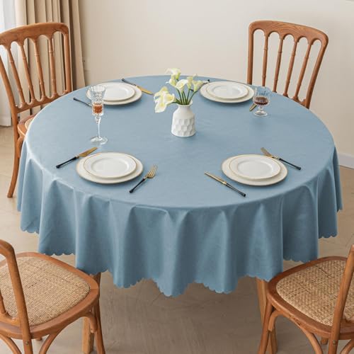 Nappe ronde en coton et lin imperméable pour table basse