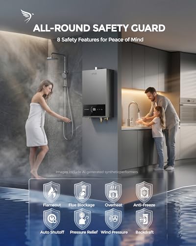 Image of APUS Tankless Water Heater Propane Gas, Up to 3.6 GPM, Indoor Hot Water Heater, 80,000 BTU on Demand Instant Hot Water Heaters with Smart Digital Display