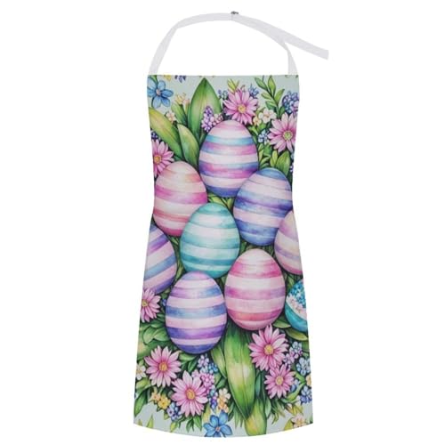 SESLFLKPJK Holidays Gardening Restaurant Bib Aprons Large Pocket Waterproof Fashion Apron Boys Girls, Easter Eggs Art Apron With Roomy Pocket Waiter Hostess Aprons