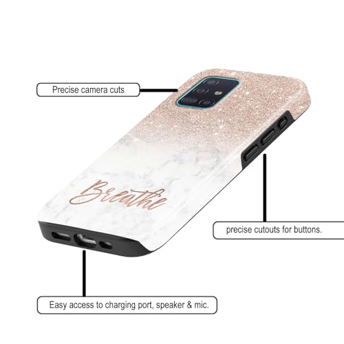 Image of COLORflow Back Cover Compatible with Samsung Galaxy A71 | (Best for Girls) Quotes (Breathe) Marble | Designer Printed Glossy Armoured Bumper Back Cover Compatible with Samsung Galaxy A71