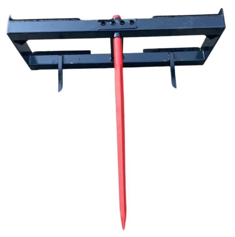 Kivel Heavy Duty USA Made Single Prong Hay Bale Spear for Skid Steer/Tractor with SSQA mounting plate-39" Spears -Material Handling Attachment