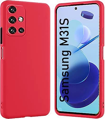 Image of mobistyle Soft Silicone, Individual Camera Protection for Each Lens Shockproof Rubber Full Body Back Cover Case Compatible for Samsung M31s (Red)