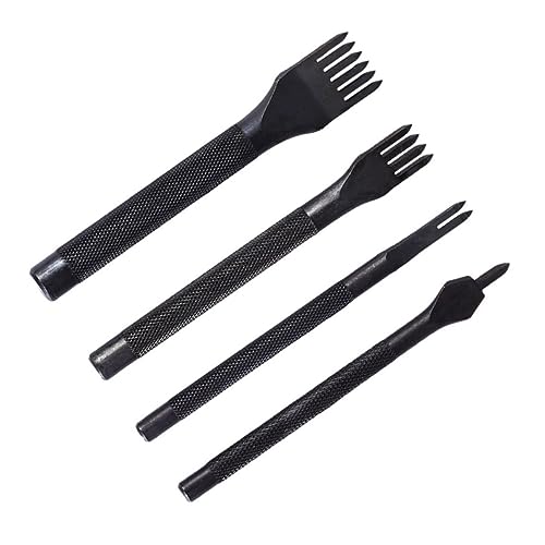 HOMSFOU Leather Hole Punch Set 5mm Black Hand Sewing Diamond Stitching Chisel High-Toughness Leather Craft Tool