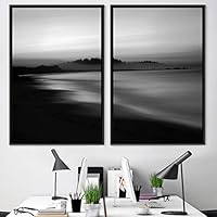 2 Piece Framed Canvas Wall Art Black and White Scenery Canvas Prints Home Artwork Decoration for Living Room,Bedroom - 16