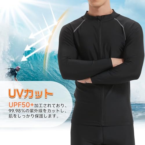 Sillictor ラッシュガード メンズ yc2261blk-gr-L