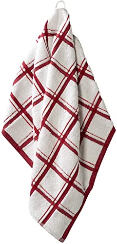 Large Jumbo Big Check 100% Cotton Terry Tea Towel Super Soft Kitchen Cleaning Soft Dish Cloth for Catering Restaurant & Bar (Red, 6) - Image 2