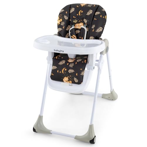 Image of BABY JOY Convertible High Chair for Babies & Toddlers, Height Adjustable, Grow & Go High Chair w/Recline & Footrest, Removable Double Tray, Portable Baby Dinning Chair with Wheels (Forest Black)