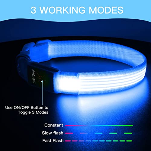 YFbrite Light up Dog Collar, USB Rechargeable LED Pet Collar, Flashing Night Visibility Neckwear - Image 4