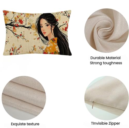 Housse de coussin extérieur imperméable 50x90cm beige grand format anti-taches