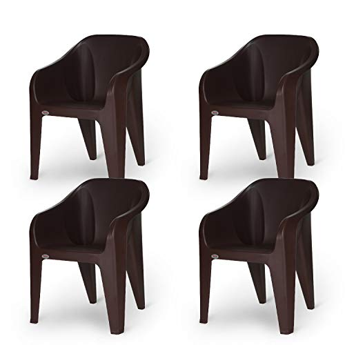 Supreme Futura Plastic Chairs for Home and Office (Set of 4, Globus Brown)