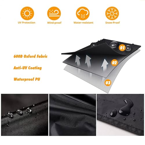 Housse pour meubles de jardin résistante aux UV et aux intempéries noire - 6