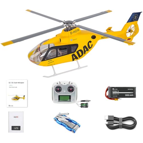 Quibuilds FLYWING EC135 - Helicóptero RC clase 470 para adultos, control remoto de 2.4 G y 6 canales, GPS y regreso a casa, 4 modos de vuelo inteligentes, tiempo de vuelo de 20 minutos, regalo para