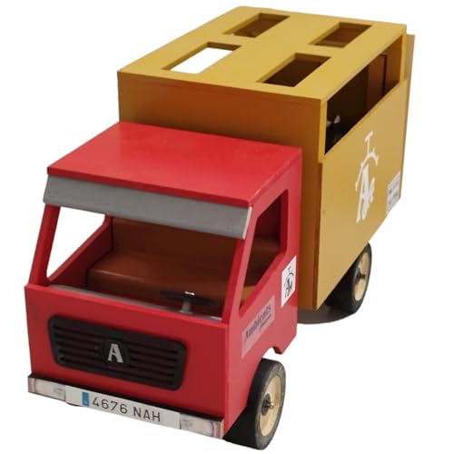 Camión de Toros de Juguete – Artesanal con Rampa y 6 Toritos Incluidos - Hecho a Mano - Especialistas en Fabricación de Juguetes para Niños - Toritos de Plástico -Personalizable