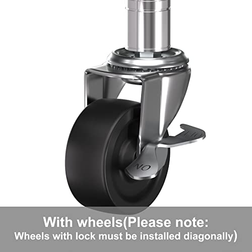 Auslar 3 Tier Rolling Cart With Wheels, Kitchen Storage Shelves Microwave Cart With Adjustable Wire Shelves Hanging Hooks & Wood Tabletop For Kitchen, Bathroom, Living Room, Bar, Office, Chrome #TOP6