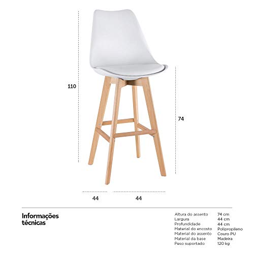 Loft7, Banqueta alta Leda - Monty - Branco