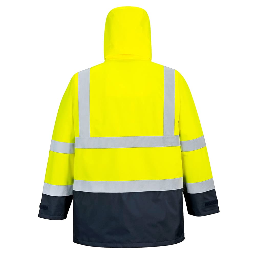 Portwest Parka 5 En 1 Executive De Alta Visibilidad, Tamaño: XL, Color: Amarillo/Marino, S768YNRXL