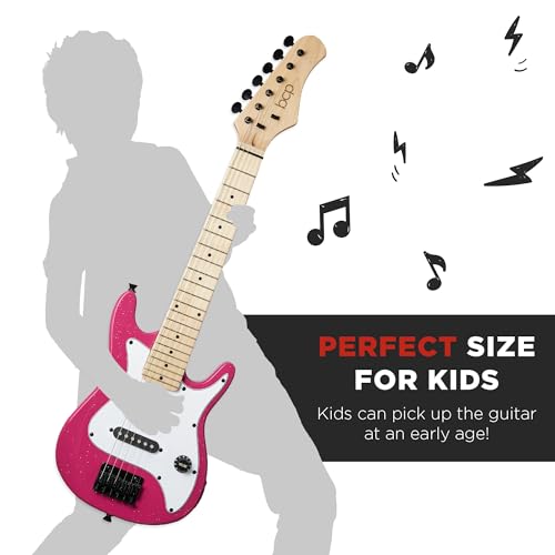 Image of Best Choice Products 30in Kids Electric Guitar Beginner Starter Kit w / 5W Amplifier, Strap, Gig Bag, Strings, Picks - Pink Sparkle