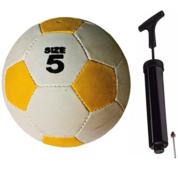 KGN Sports Yellow & White Football Size-5 (1 Football) with || Pump Free ||