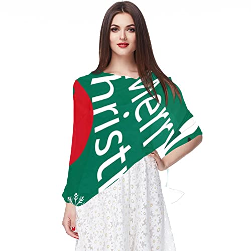 Foulard en mousseline motif bonhomme de neige et inscription Merry Christmas