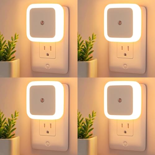 Image of 4Pack Night Lights Plug-into Wall - Dusk to Dawn Sensor Plug in LED Nightlight 3000K Warm White Lighting, Auto-On /Off Lamp for Kids Adults Home Living Room Kitchen Bedroom Bathroom Toilet Hallway