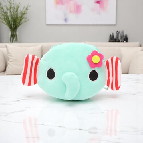 Generic 1Pcs Money Pouch Green Elephant Cartoon Coin Purse Plush Fabric Rose Red 11x10cm