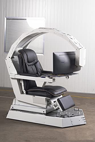 Computer Workstation Zero -Gravity Game Chair Cockpit Game Workstation Execution Seat Black Supports 3 Monitor Multi -Screen Work (White)