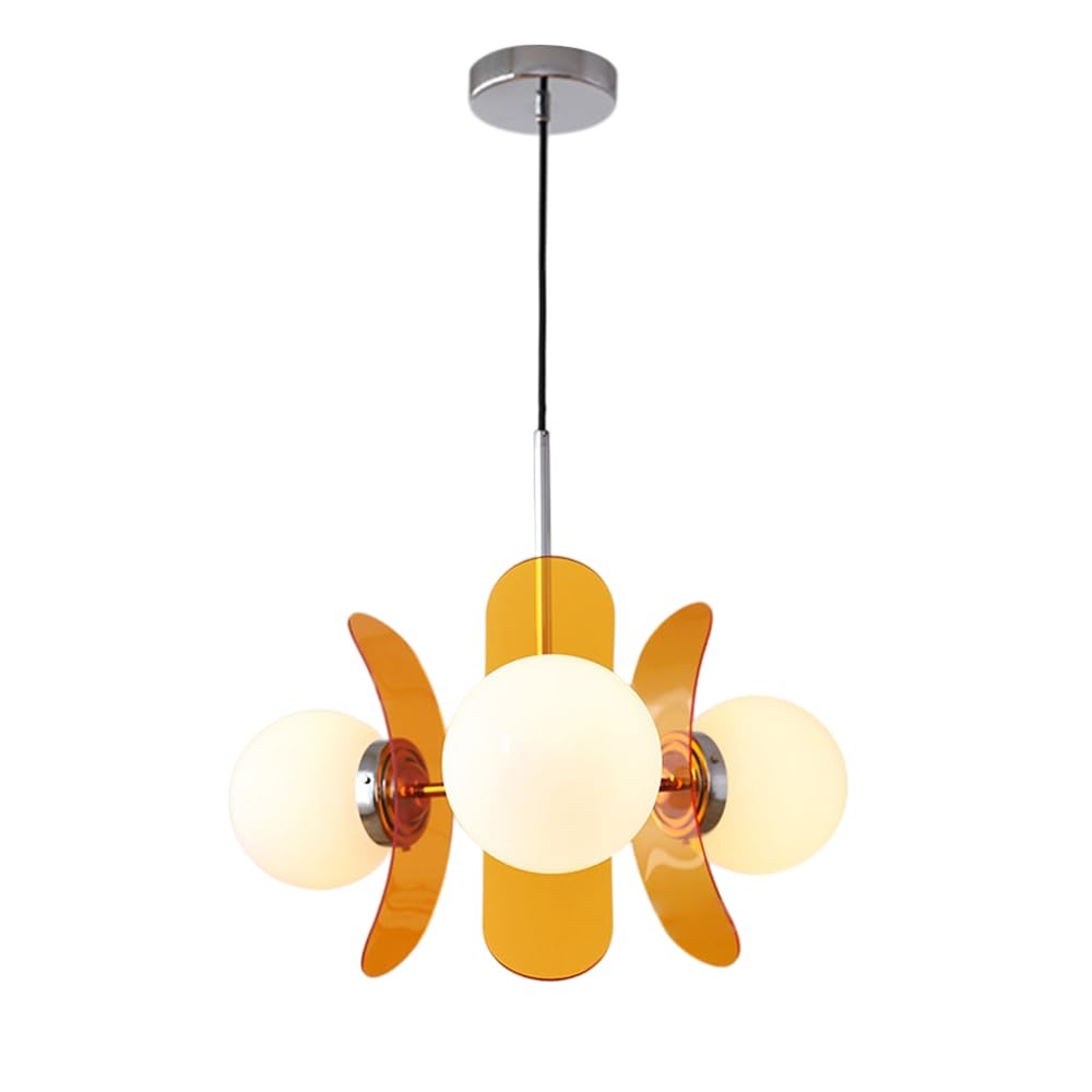 HXYSXHJUO 3-lights Cluster Pendant Lighting Fixture Modern Globe Chandelier Ceiling Lamp, E27 Hanging Chandeliers with Glass Ball Light Shade for Dining Room Bedroom Restaurant
